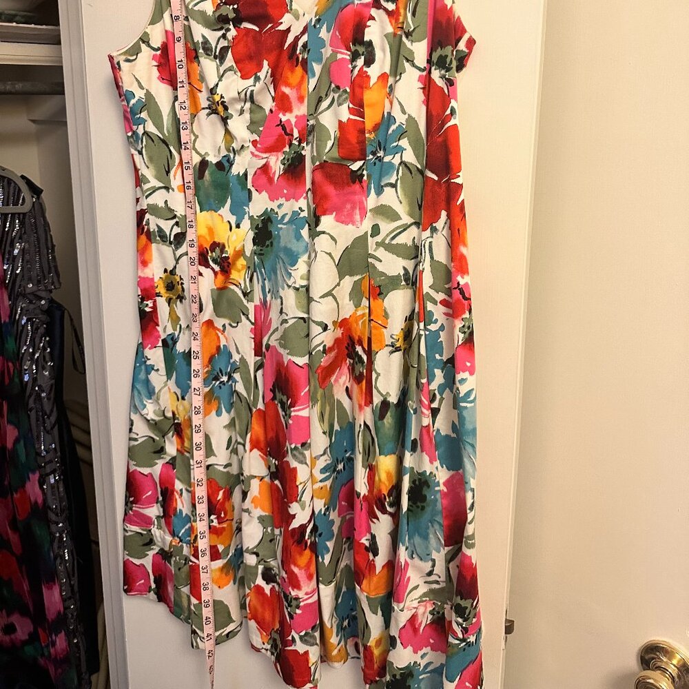 Lauren by Ralph Lauren Sleeveless Fit and Flare Dress colorful floral print 16W